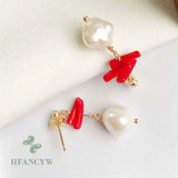10-11mm Natural Baroque Freshwater Pearl Earrings Women Classic Party Cultured