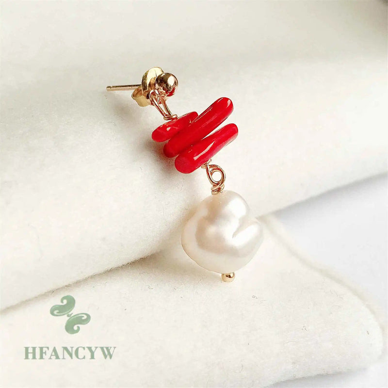 10-11mm Natural Baroque Freshwater Pearl Earrings Women Classic Party Cultured