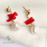10-11mm Natural Baroque Freshwater Pearl Earrings Women Classic Party Cultured