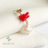 10-11mm Natural Baroque Freshwater Pearl Earrings Women Classic Party Cultured