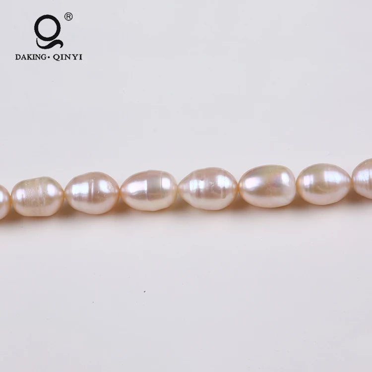 10-11mm Natural Pink Rice Shape Freshwater Pearl Beads String