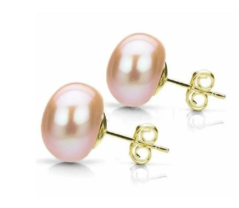 10-11mm PINK Akoya Pearl Stud Earrings