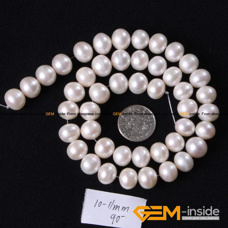 10-11mm Round Freshwater Pearl Beads 15 Inch Strand DIY Jewelry Making