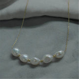 Baroque Pearl Pendant Necklace 18 inches Aurora Chain Wedding