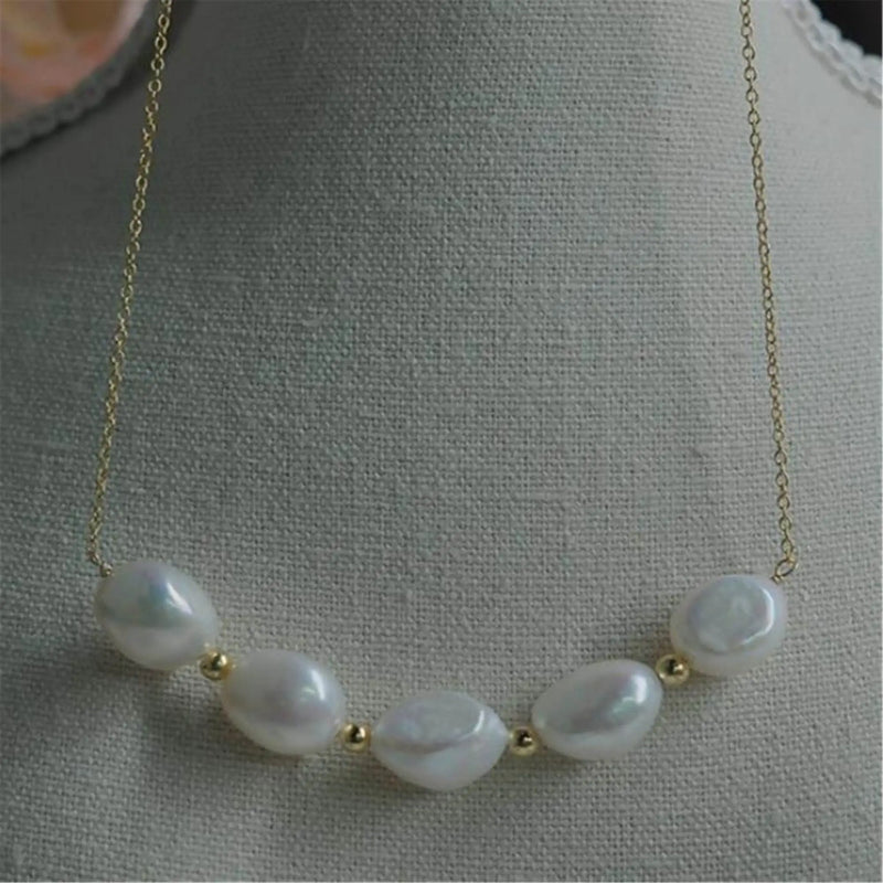 Baroque Pearl Pendant Necklace 18 inches Aurora Chain Wedding