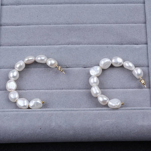Baroque Pearl Earring Hoops, 10-11mm, Bigger Pearl, Unique Design