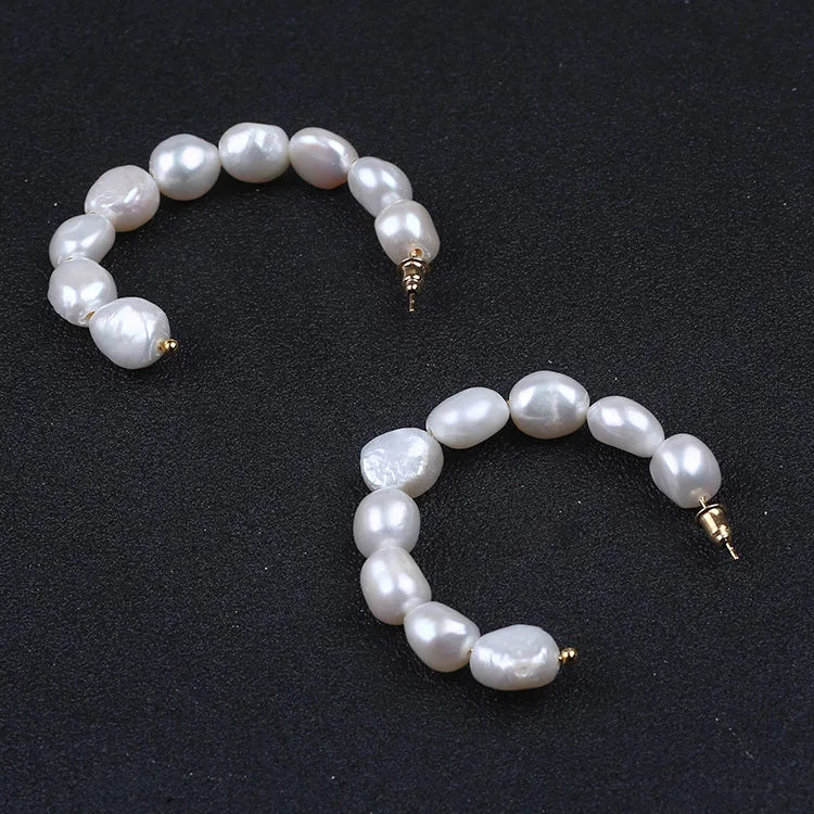 Baroque Pearl Earring Hoops, 10-11mm, Bigger Pearl, Unique Design