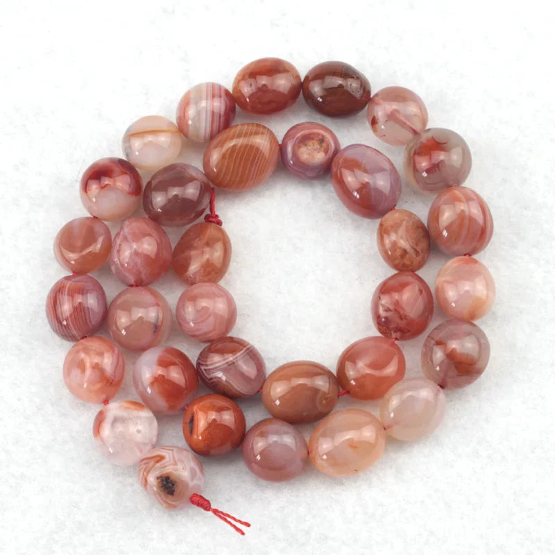 10-11mm Red Chalcedony Stone Beads 15" Strand for DIY Jewelry Making
