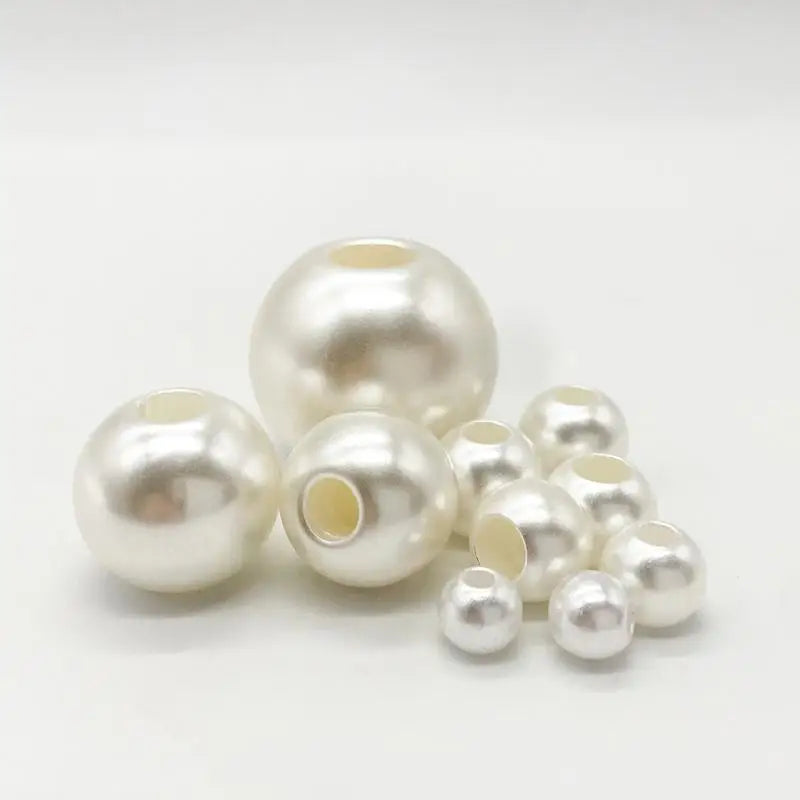 Beige Big Hole Acrylic ABS Pearl Beads for DIY Needlework Wholesale
