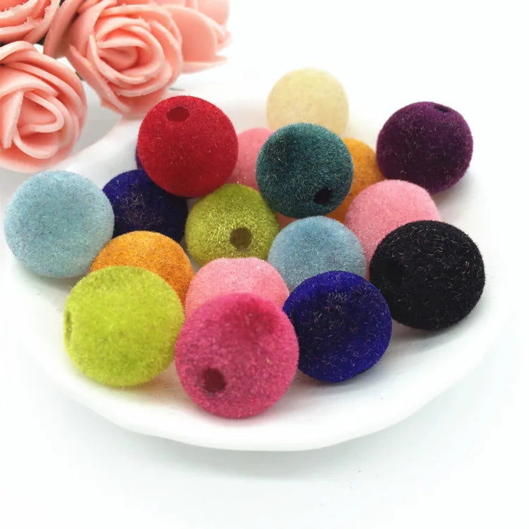 10 12 14 16 18mm Acrylic Flocking Felt Spacer Beads Mixed Chunky Diy Beads