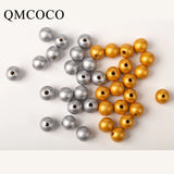 Golden Silver Wooden Beads DIY Crafts Toys Accessories 10-25mm