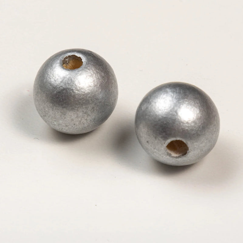 Golden Silver Wooden Beads DIY Crafts Toys Accessories 10-25mm