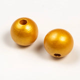 Golden Silver Wooden Beads DIY Crafts Toys Accessories 10-25mm