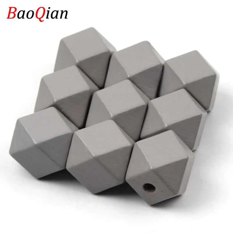 20mm Wooden DIY Beads Geometric Spacer Unfinished for Jewelry Making