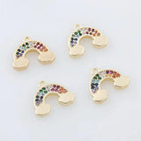 10x12MM 14K Brass Zircon Rainbow Charm Pendant DIY Jewelry Making Findings