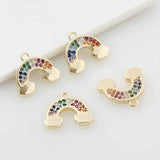 10x12MM 14K Brass Zircon Rainbow Charm Pendant DIY Jewelry Making Findings