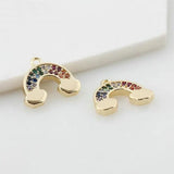 10x12MM 14K Brass Zircon Rainbow Charm Pendant DIY Jewelry Making Findings