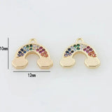 10x12MM 14K Brass Zircon Rainbow Charm Pendant DIY Jewelry Making Findings