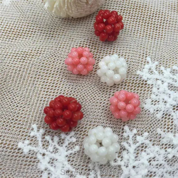 6Pcs White/Pink/Red Natural Coral Ball Charms Pendants