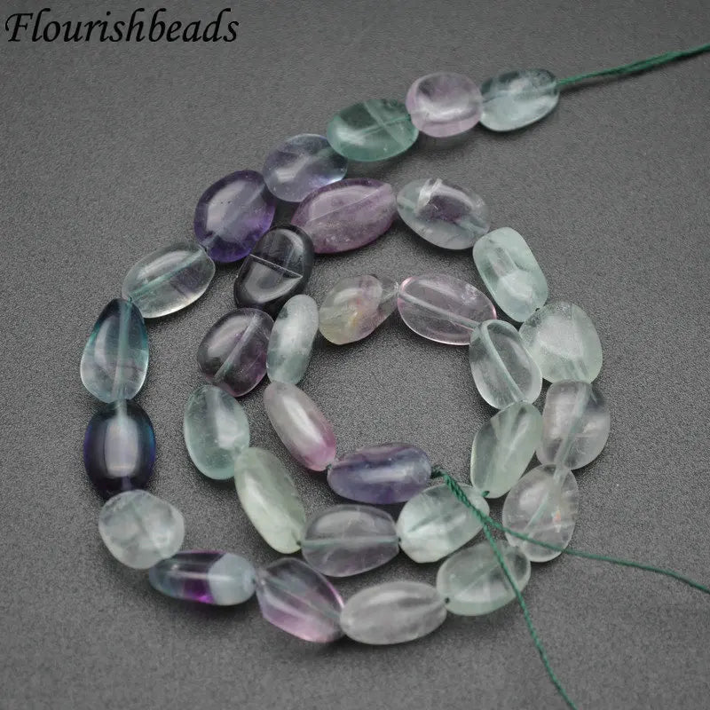 Natural Flourite Gemstone Smooth Stone Oval Shape Nugget Loose Beads