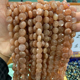 10/12mm Sunstone Beads Coin Orange Loose Stone Beads DIY Jewelry Making