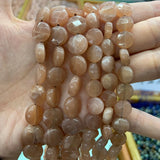 10/12mm Sunstone Beads Coin Orange Loose Stone Beads DIY Jewelry Making