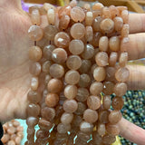 10/12mm Sunstone Beads Coin Orange Loose Stone Beads DIY Jewelry Making
