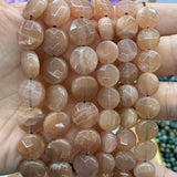10/12mm Sunstone Beads Coin Orange Loose Stone Beads DIY Jewelry Making