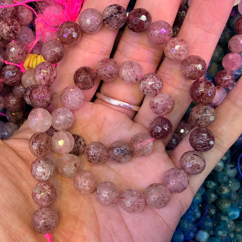 10-12mm Strawberry Quartz Beads 15'' Round DIY Loose Beads For Jewelry Making