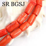 10-12mm Orange Coral Beads 15-inch Strand