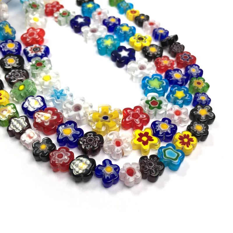 12mm Thousand Flowers Lampwork Glass Beads Plum Shape Loose Beads