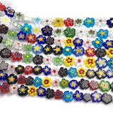 12mm Thousand Flowers Lampwork Glass Beads Plum Shape Loose Beads