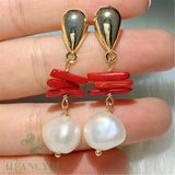 10-12mm Baroque Pearl Earring 18k Ear Stud Flawless Wedding Natural Party