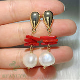 10-12mm Baroque Pearl Earring 18k Ear Stud Flawless Wedding Natural Party