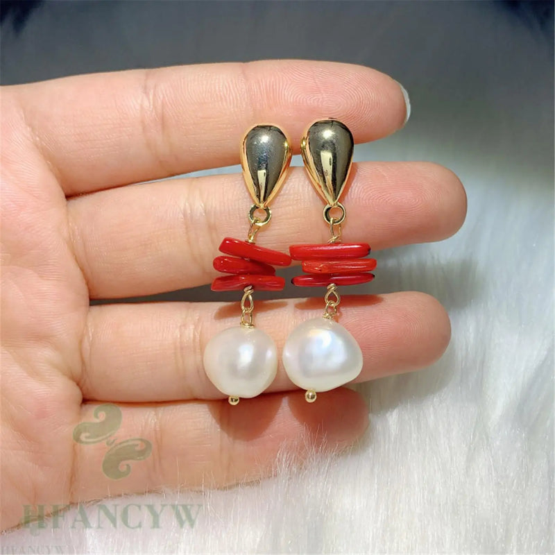 10-12mm Baroque Pearl Earring 18k Ear Stud Flawless Wedding Natural Party