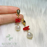 10-12mm Baroque Pearl Earring 18k Ear Stud Flawless Wedding Natural Party