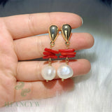 10-12mm Baroque Pearl Earring 18k Ear Stud Flawless Wedding Natural Party