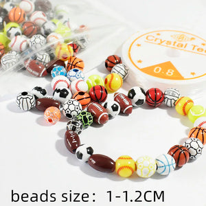 10-12mm100pcs Football Basketball Beads for Jewelry Making Charms