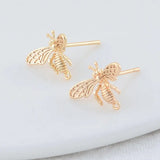 14K Plated Brass Bee Stud Earrings for DIY Jewelry Making