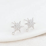 14K Brass Zircon Star Shape Stud Earrings Pins Jewelry Making