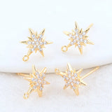 14K Brass Zircon Star Shape Stud Earrings Pins Jewelry Making
