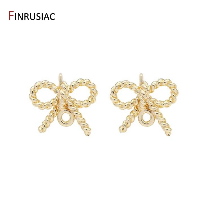 14K Plated Bow Earring Post Hooks DIY Jewelry Making
