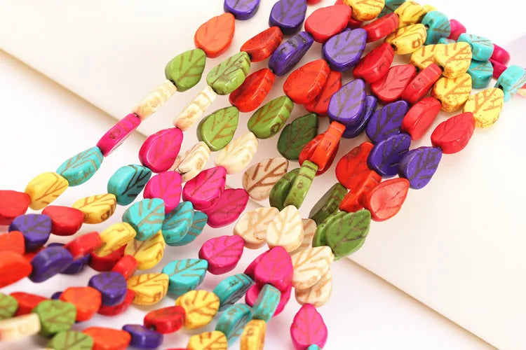 10x13mm Colorful Leaf Howlite Beads 120Pcs/Lot Charms Spacer Bead DIY Jewelry