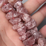 Natural Pink Strawberry Quartz Beads Loose Minerals Crystal Nugget Stone Beads