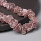 Natural Pink Strawberry Quartz Beads Loose Minerals Crystal Nugget Stone Beads