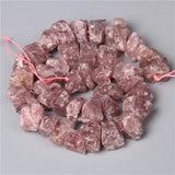 Natural Pink Strawberry Quartz Beads Loose Minerals Crystal Nugget Stone Beads