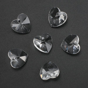 10 14 18mm Glass Heart Crystal Pendant Charms Beads Love Heart