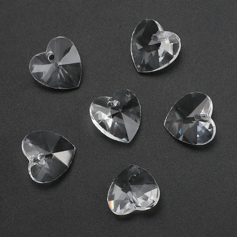 10 14 18mm Glass Heart Crystal Pendant Charms Beads Love Heart