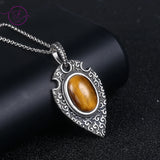 Oval Tiger Eye Rhodochrosite Pendant S925 Sterling Silver Necklace