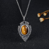 Oval Tiger Eye Rhodochrosite Pendant S925 Sterling Silver Necklace